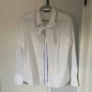 Lands' End Classic White Shirt with Navy Accents